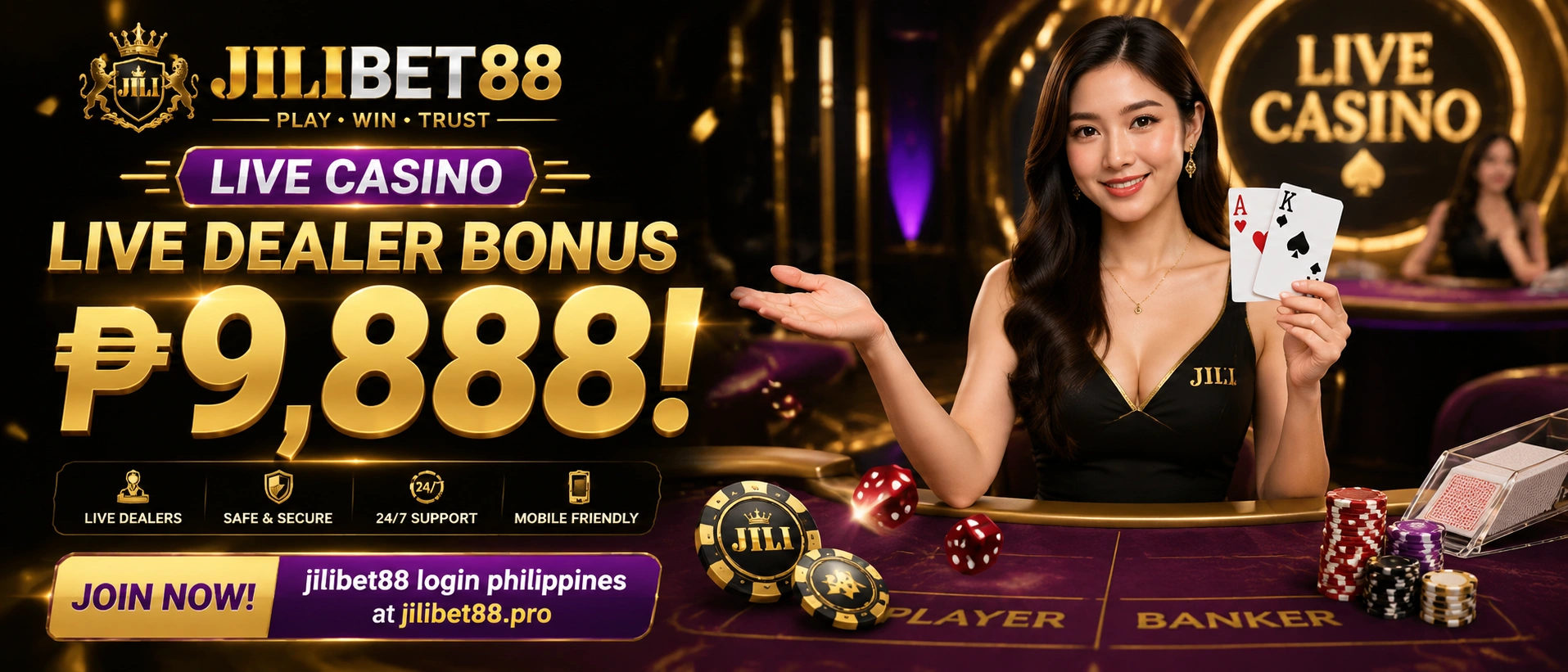 Live casino table with dealer and players